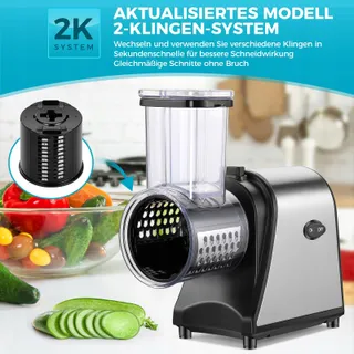 NICTEMAW Elektrische Groentesnijder 250W 5 Messen Grote Vulopening — miniatuur 2