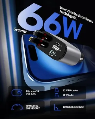 AIMTEL Autolader USB C iPhone Galaxy AirPods Pixel — miniatuur 3