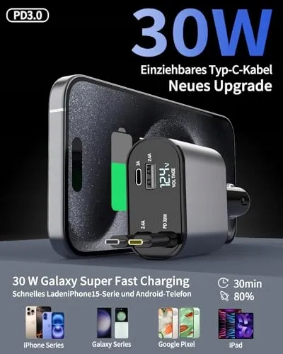 AIMTEL Autolader USB C iPhone Galaxy AirPods Pixel — foto 2