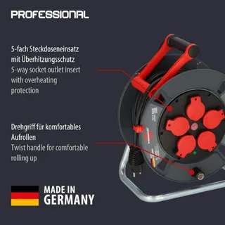 BRENNENSTUHL Professionele Kabelhaspel 25m Zwart Bouw Buiten — miniatuur 2