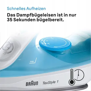 BRAUN TexStyle 1 SI1050BL Stoomstrijkijzer SuperCeramic 2000W Blauw — miniatuur 5