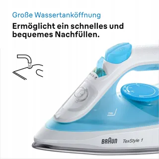 BRAUN TexStyle 1 SI1050BL Stoomstrijkijzer SuperCeramic 2000W Blauw — miniatuur 7