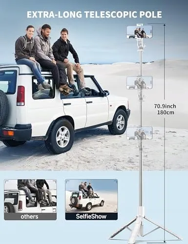 Selfie Stick 180cm Draadloze Afstandsbediening iPhone Samsung Huawei — foto 2