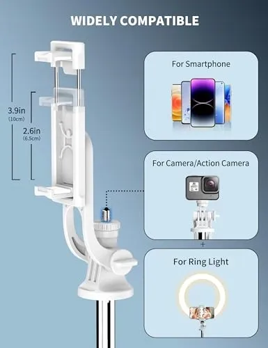 Selfie Stick 180cm Draadloze Afstandsbediening iPhone Samsung Huawei — foto 3