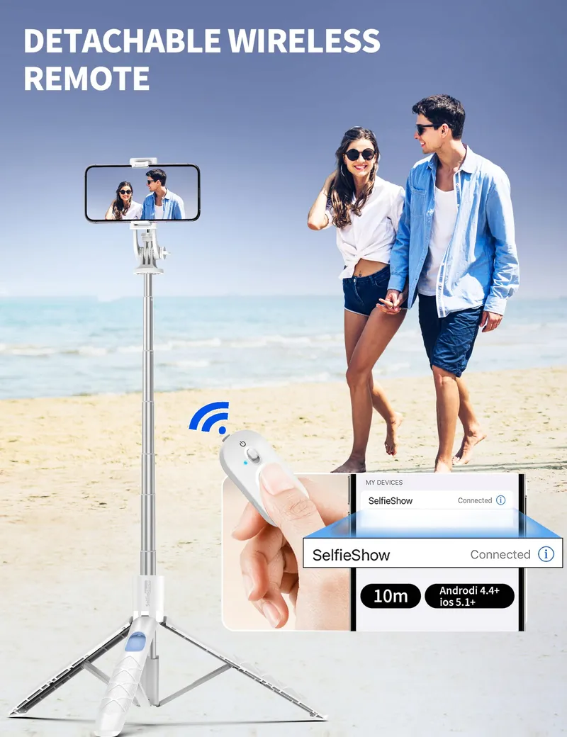 Aluminium Statief Selfiestick voor Telefoons en Camera's 179cm — foto 3