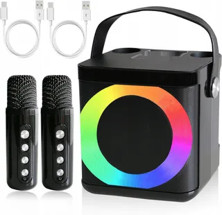 Karaoke Machine Met 2 Microfoons Bluetooth LED Voor Kinderen En Volwassenen — miniatuur 13