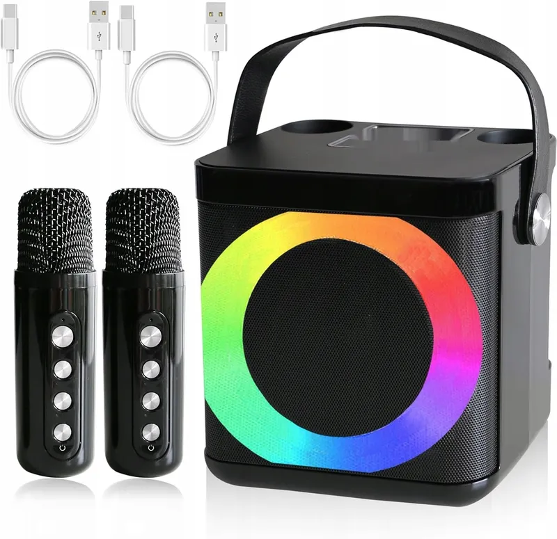 Karaoke Machine Met 2 Microfoons Bluetooth LED Voor Kinderen En Volwassenen — foto 13