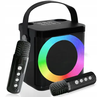 Karaoke Machine Met 2 Microfoons Bluetooth LED Voor Kinderen En Volwassenen — miniatuur 1
