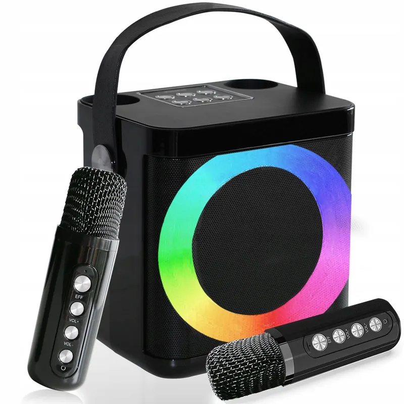 Karaoke Machine Met 2 Microfoons Bluetooth LED Voor Kinderen En Volwassenen — foto 1