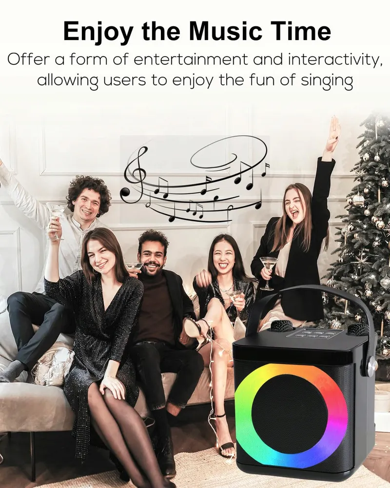Karaoke Machine Met 2 Microfoons Bluetooth LED Voor Kinderen En Volwassenen — foto 5