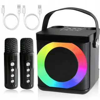 Karaoke Machine Met 2 Microfoons Bluetooth LED Voor Kinderen En Volwassenen — miniatuur 8