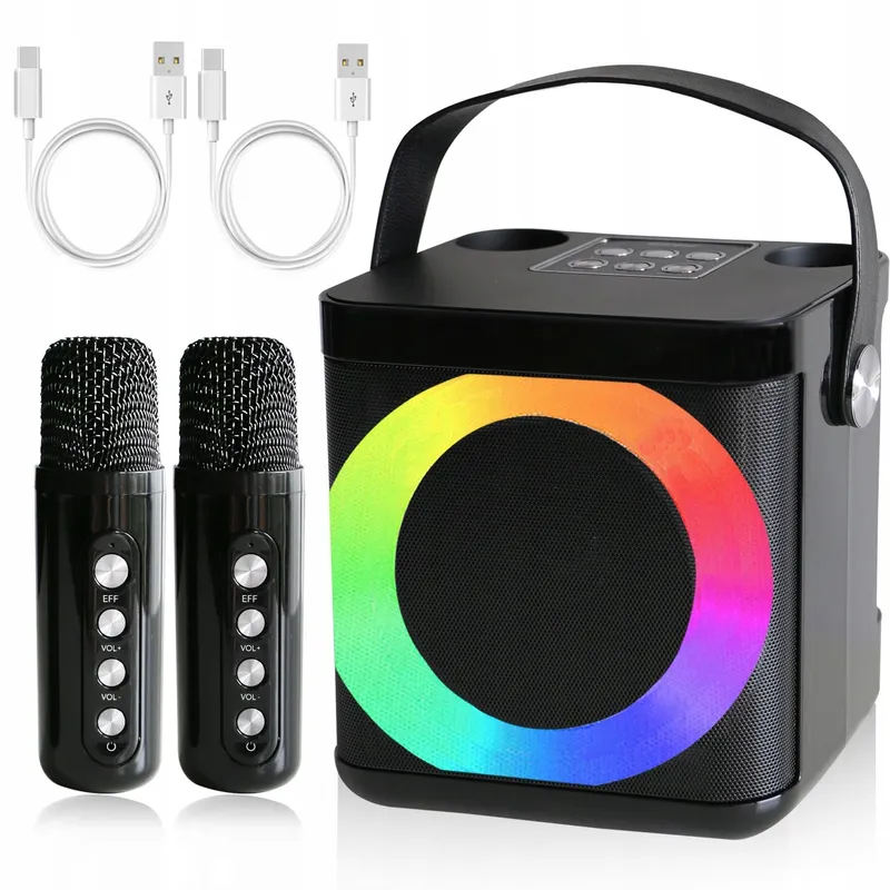 Karaoke Machine Met 2 Microfoons Bluetooth LED Voor Kinderen En Volwassenen — foto 8