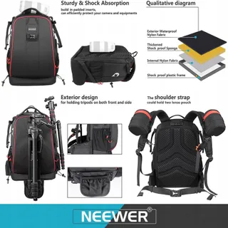 NEEWER Waterdichte Camerarugzak Cijferslot Drones DSLR — miniatuur 6