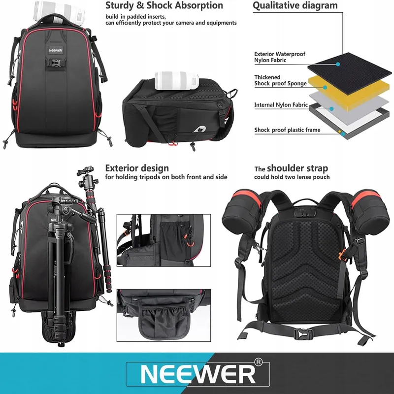 NEEWER Waterdichte Camerarugzak Cijferslot Drones DSLR — foto 6