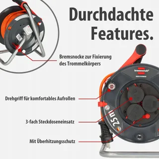 BRENNENSTUHL Garant V2 Kabelhaspel 25m IP44 3 Stopcontacten — miniatuur 3