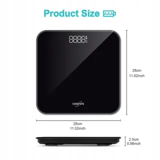 EUROPAPA Digitale Weegschaal LED 180kg BMI Zwart — miniatuur 1