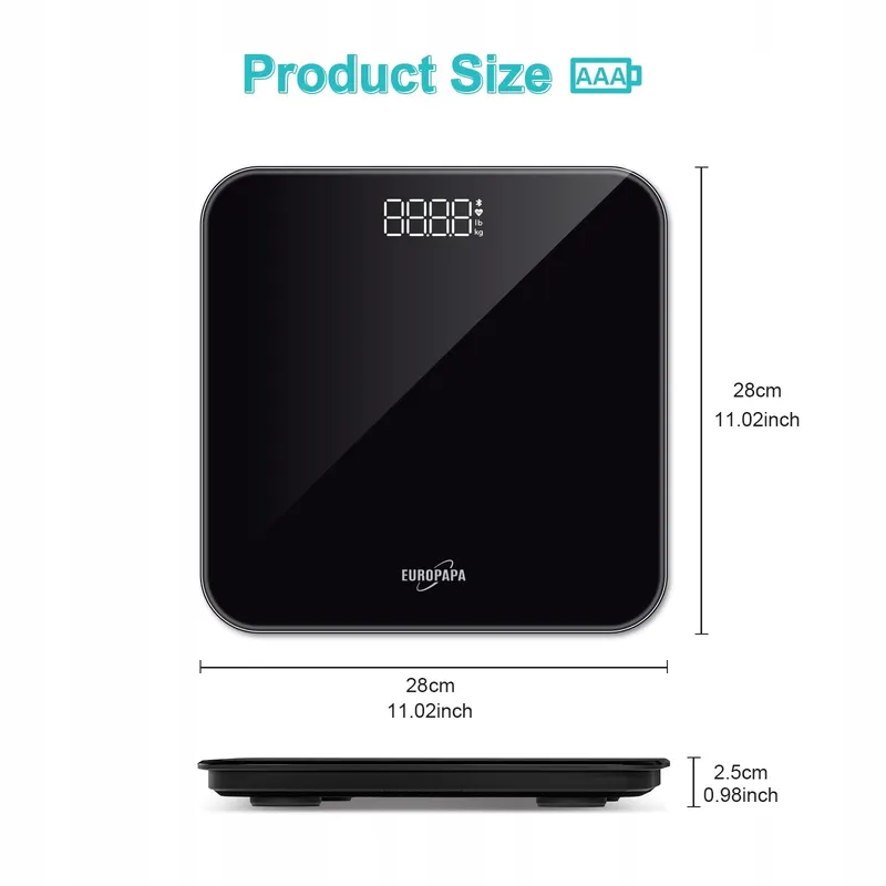 EUROPAPA Digitale Weegschaal LED 180kg BMI Zwart — foto 1