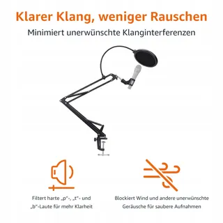 AMAZON BASICS Microfoonarm Tafel Popfilter 360° Zwart — miniatuur 3