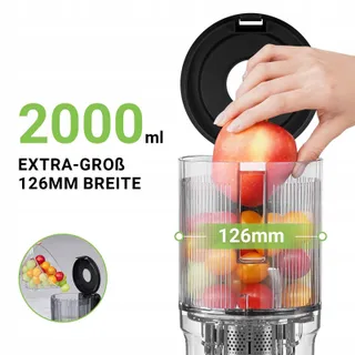 AMZCHEF Slowjuicer 126mm 2L Zilver — miniatuur 2