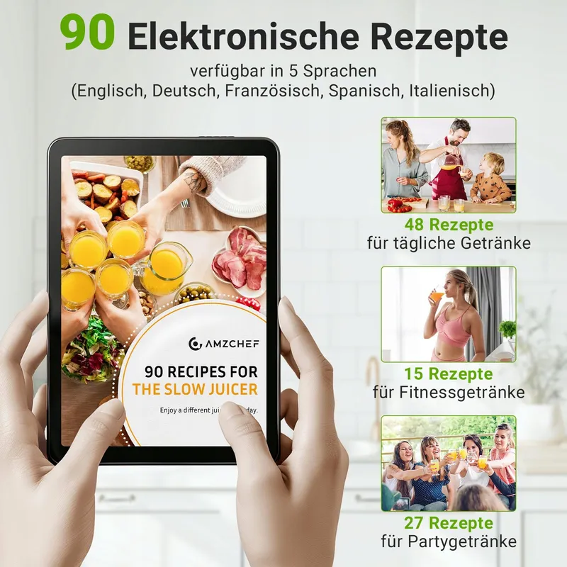 AMZCHEF Slowjuicer 126mm 2L Zilver — foto 9