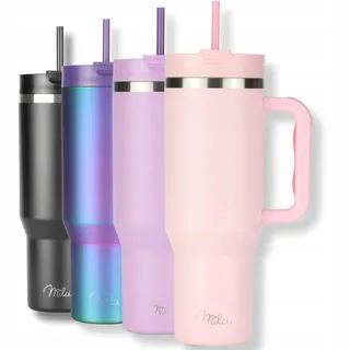 MILU Thermosbeker 1,2L Rietje Handvat Blossom Pink — miniatuur 1