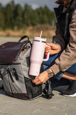 MILU Thermosbeker 1,2L Rietje Handvat Blossom Pink — miniatuur 7
