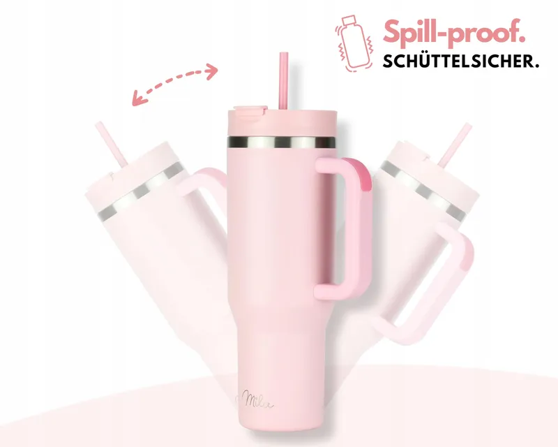 MILU Thermosbeker 1,2L Rietje Handvat Blossom Pink — foto 6