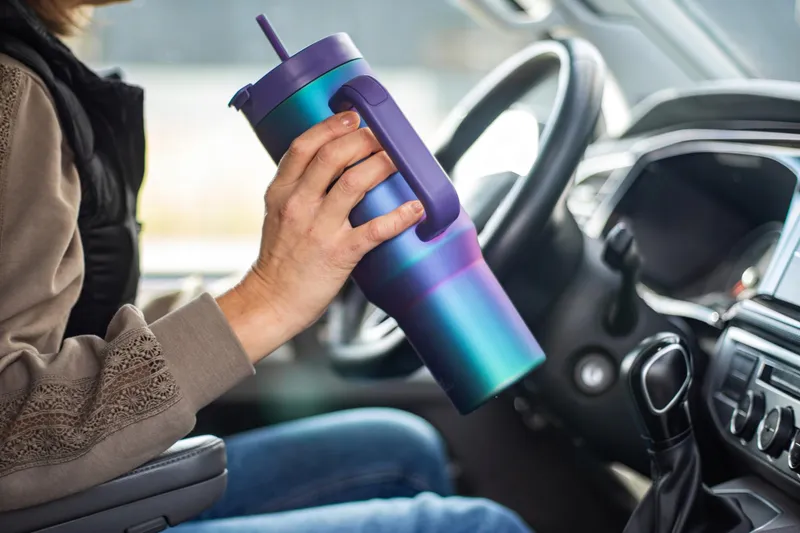 MILU Thermobeker 1200ml Rietje Handvat RVS 40oz Bruin — foto 6