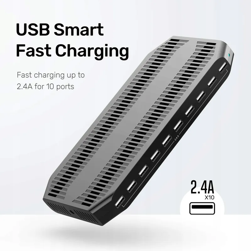 UNITEK Laadstation 60W 10-Poorts USB Organizer Tablets — foto 3