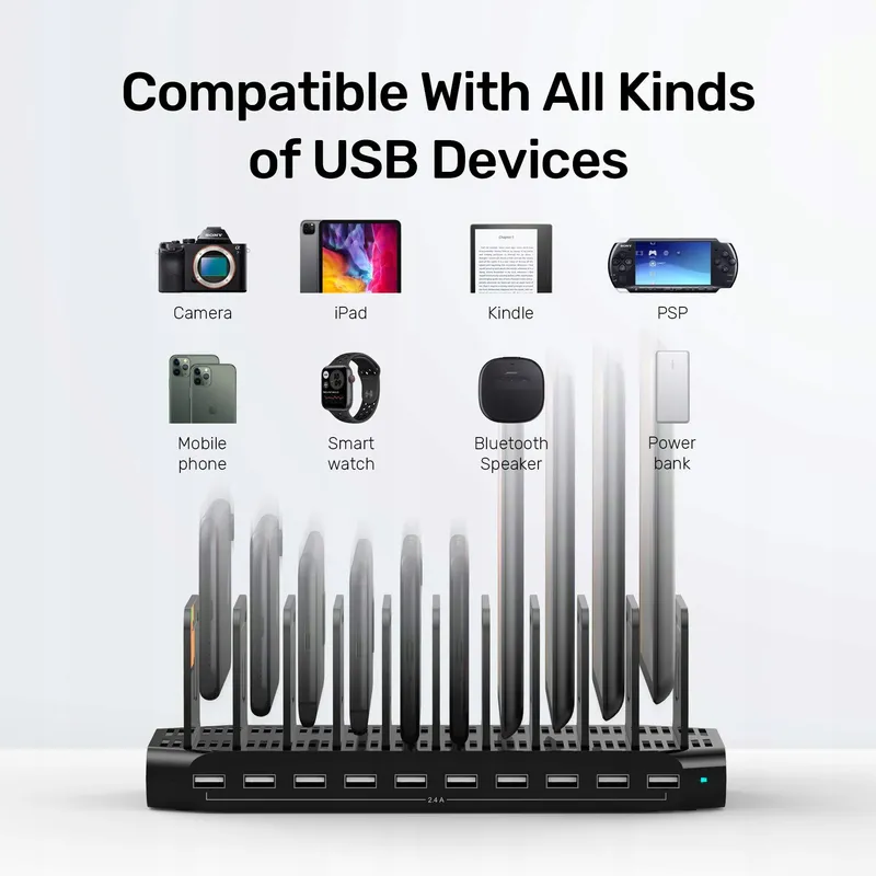 UNITEK Laadstation 60W 10-Poorts USB Organizer Tablets — foto 7