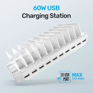 UNITEK 60W Oplaadstation 10-Poorts SmartIC USB Tablets — miniatuur 2