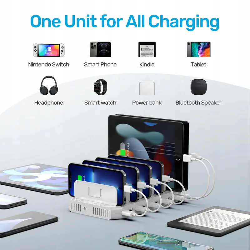 UNITEK 60W Oplaadstation 10-Poorts SmartIC USB Tablets — foto 3