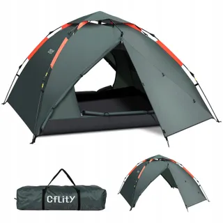 CFLITY Pop-Up Tent 3 Personen Waterdicht 4 Seizoenen 2 Veranda's — miniatuur 1