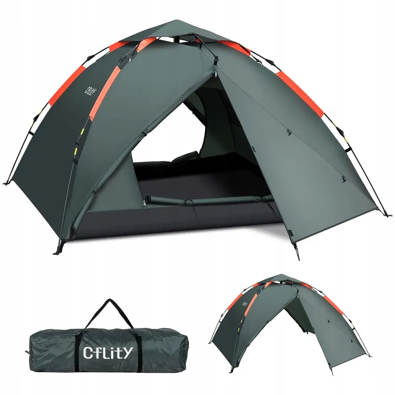 CFLITY Pop-Up Tent 3 Personen Waterdicht 4 Seizoenen 2 Veranda's — foto 1