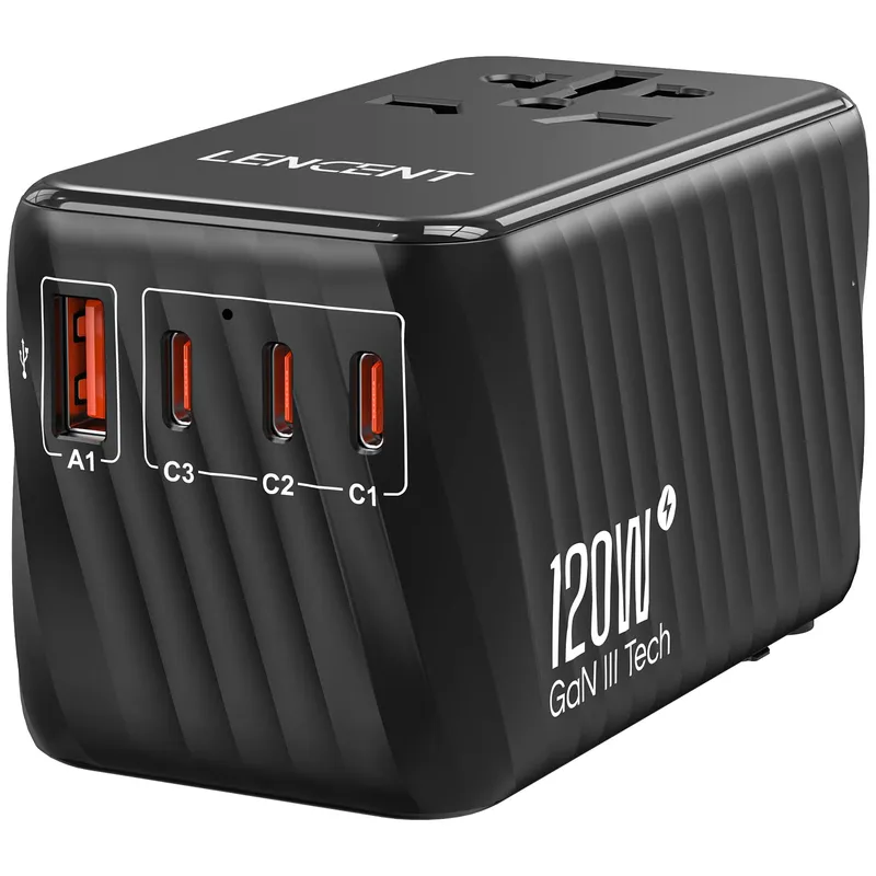 LENCENT Reisadapter 120W GaN3 USB C PD3.0 QC EU USA UK AU — foto 1