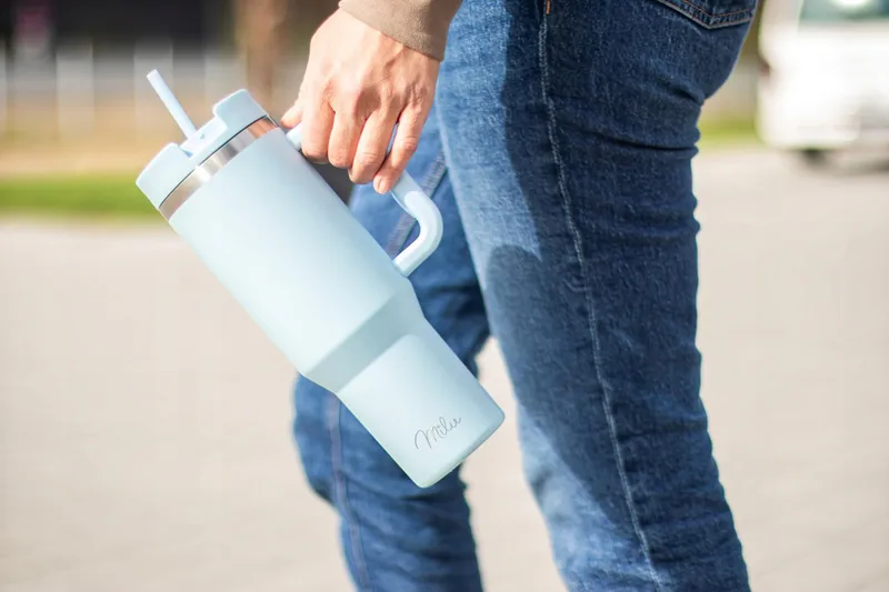 MILU Thermosbeker 1200ml Met Handvat En Rietje RVS 40oz — foto 8