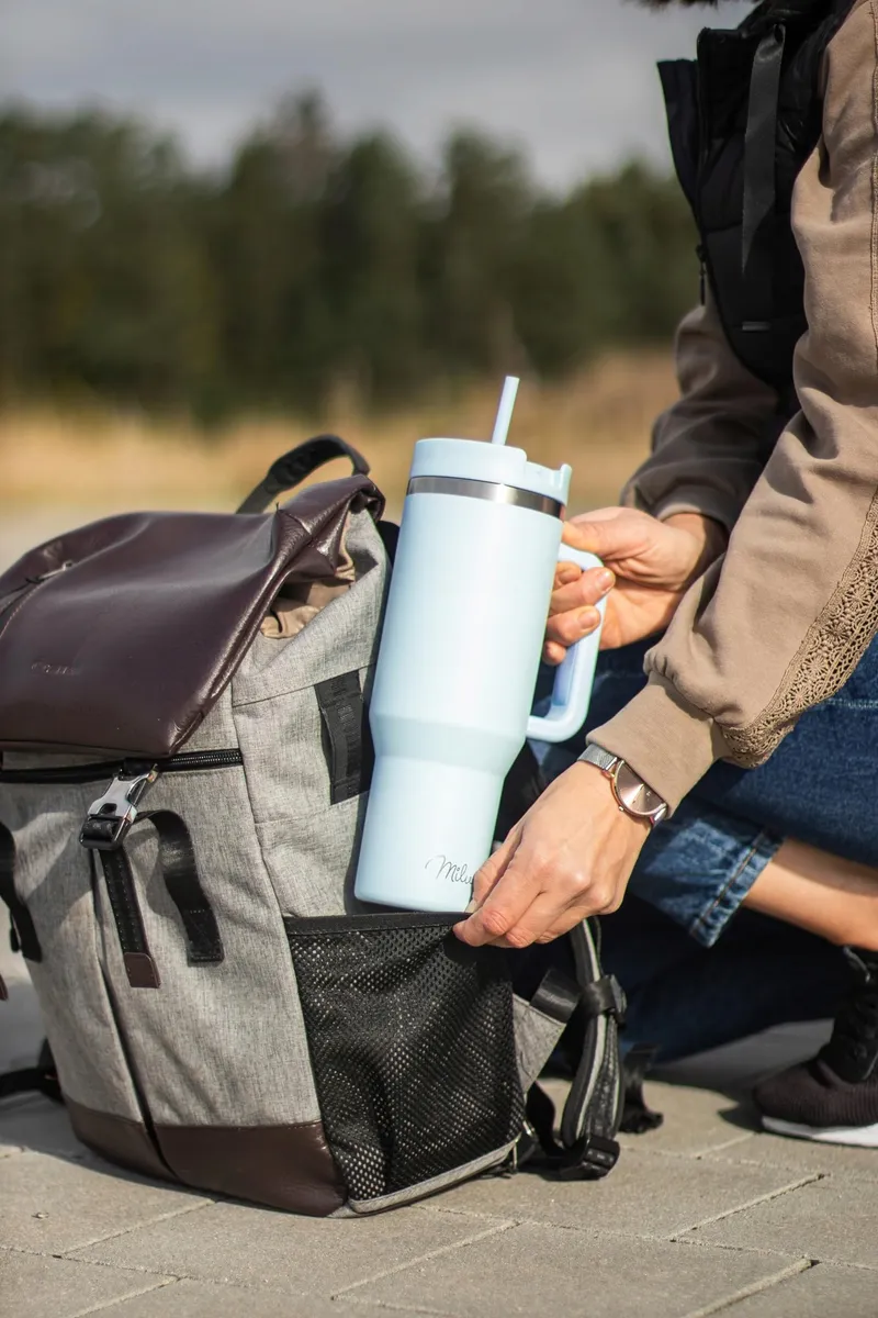 MILU Thermosbeker 1200ml Met Handvat En Rietje RVS 40oz — foto 7