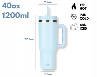 MILU Thermosbeker 1200ml Met Handvat En Rietje RVS 40oz — miniatuur 4