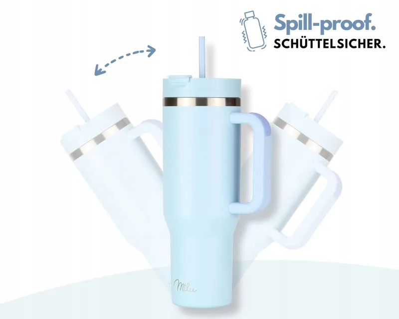MILU Thermosbeker 1200ml Met Handvat En Rietje RVS 40oz — foto 6
