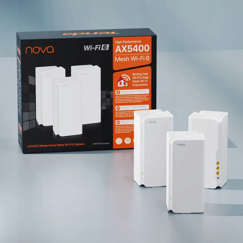 TENDA Nova MX15 Pro Mesh WiFi 6 AX5400 Systeem 4-6 Kamers 3-Pack — foto 8