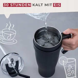 FACKELMANN Thermosbeker XXL 1,2L Zwart RVS Reisbeker — miniatuur 4