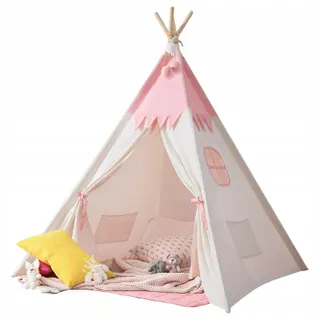 BESREY Tipi Tent voor Kinderen Roze Beige Kinderkamer — miniatuur 4