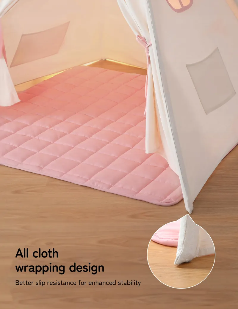 BESREY Tipi Tent voor Kinderen Roze Beige Kinderkamer — foto 8