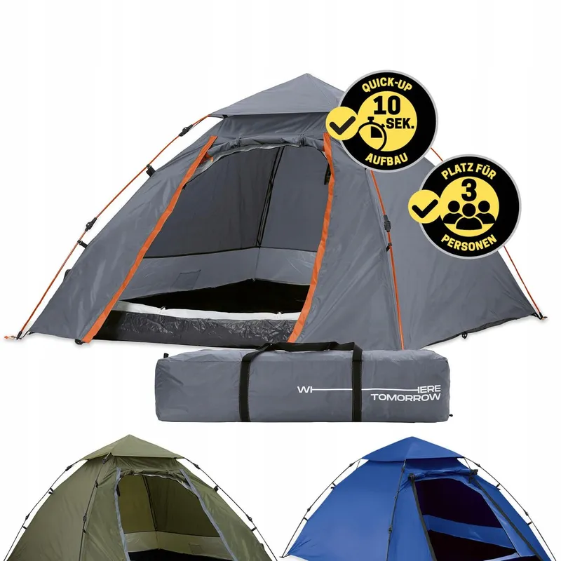 LUMALAND Pop Up Koepeltent 3 Personen 215x195x120cm Grijs — foto 9