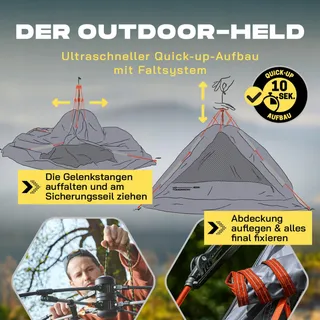 LUMALAND Pop Up Koepeltent 3 Personen 215x195x120cm Grijs — miniatuur 5