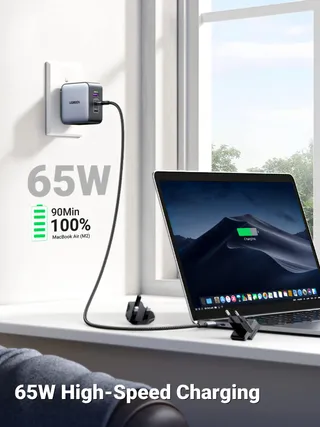 UGREEN Nexode 65W USB C Oplader GaN 3-Poorts Reisoplader — miniatuur 2