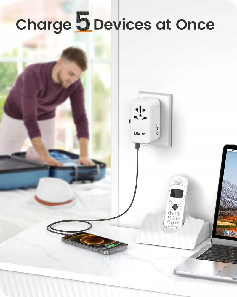 LENCENT Internationale Reisadapter 120W GaN3 3x PD3.0 — foto 5