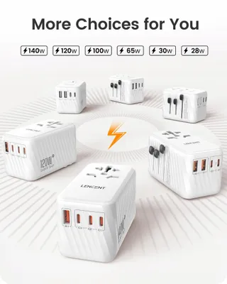 LENCENT Internationale Reisadapter 120W GaN3 3x PD3.0 — miniatuur 6