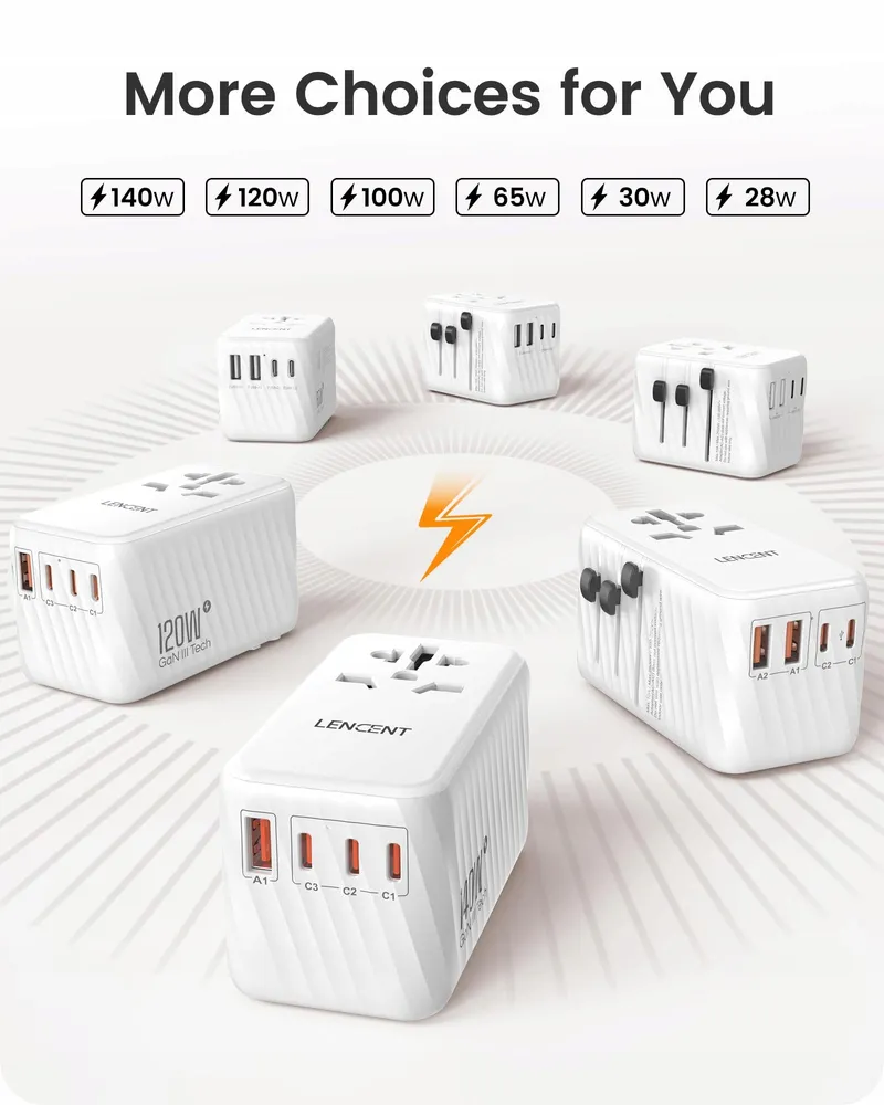 LENCENT Internationale Reisadapter 120W GaN3 3x PD3.0 — foto 6