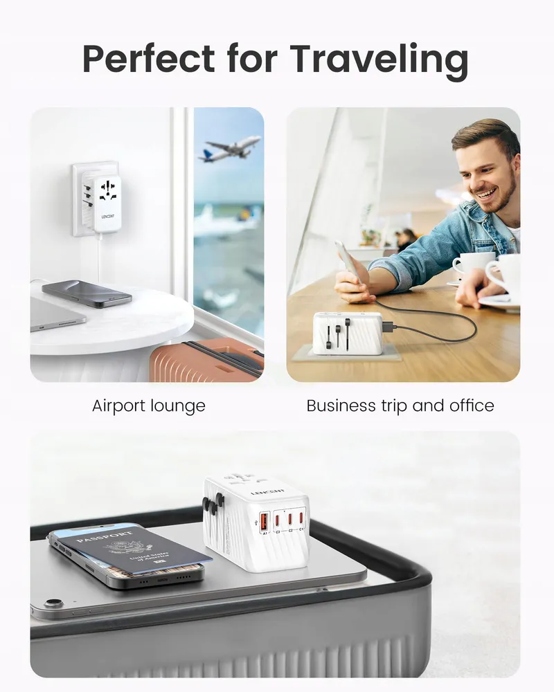 LENCENT Internationale Reisadapter 120W GaN3 3x PD3.0 — foto 7